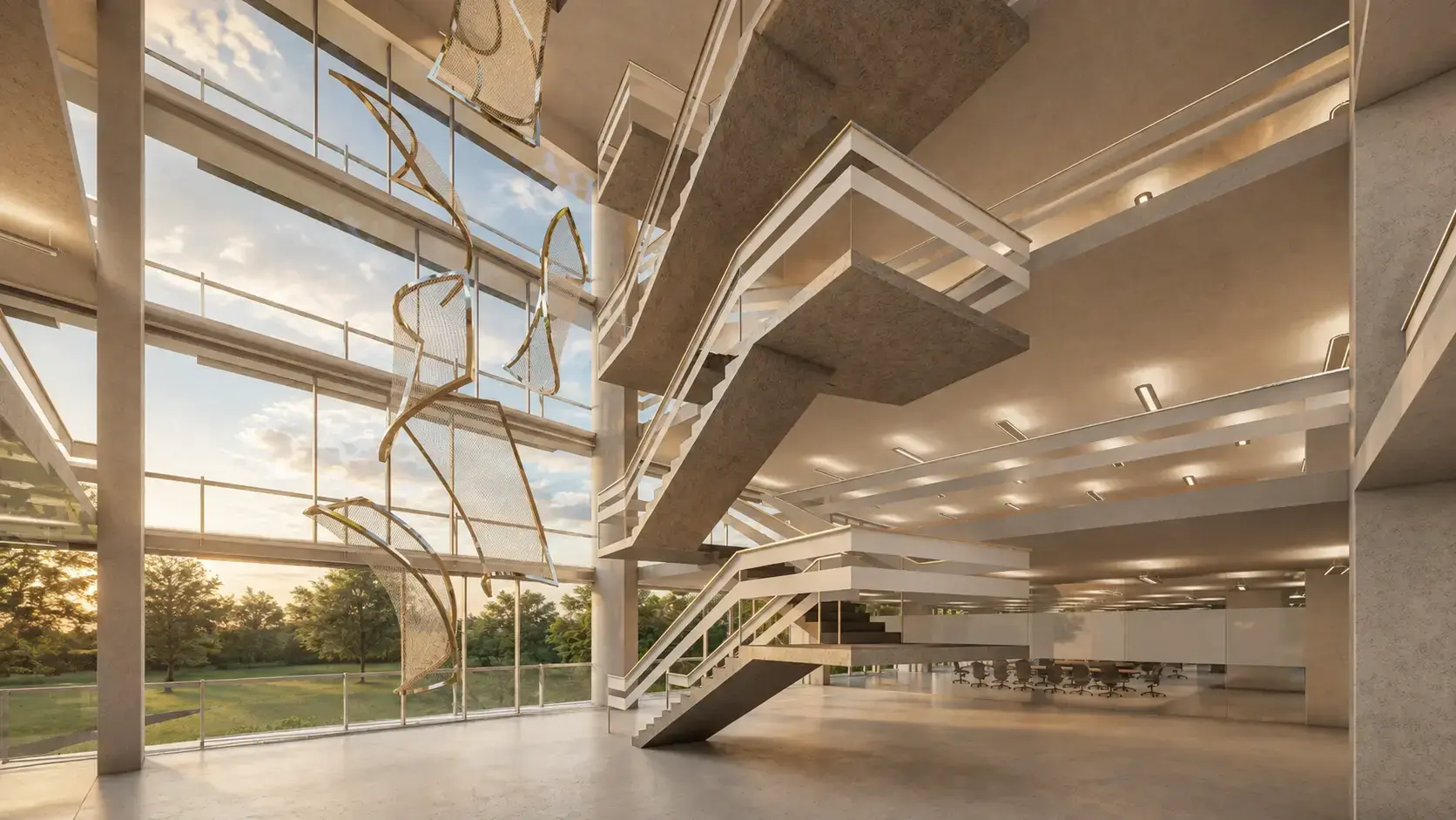 Tantravishwa central atrium, connecting the floors