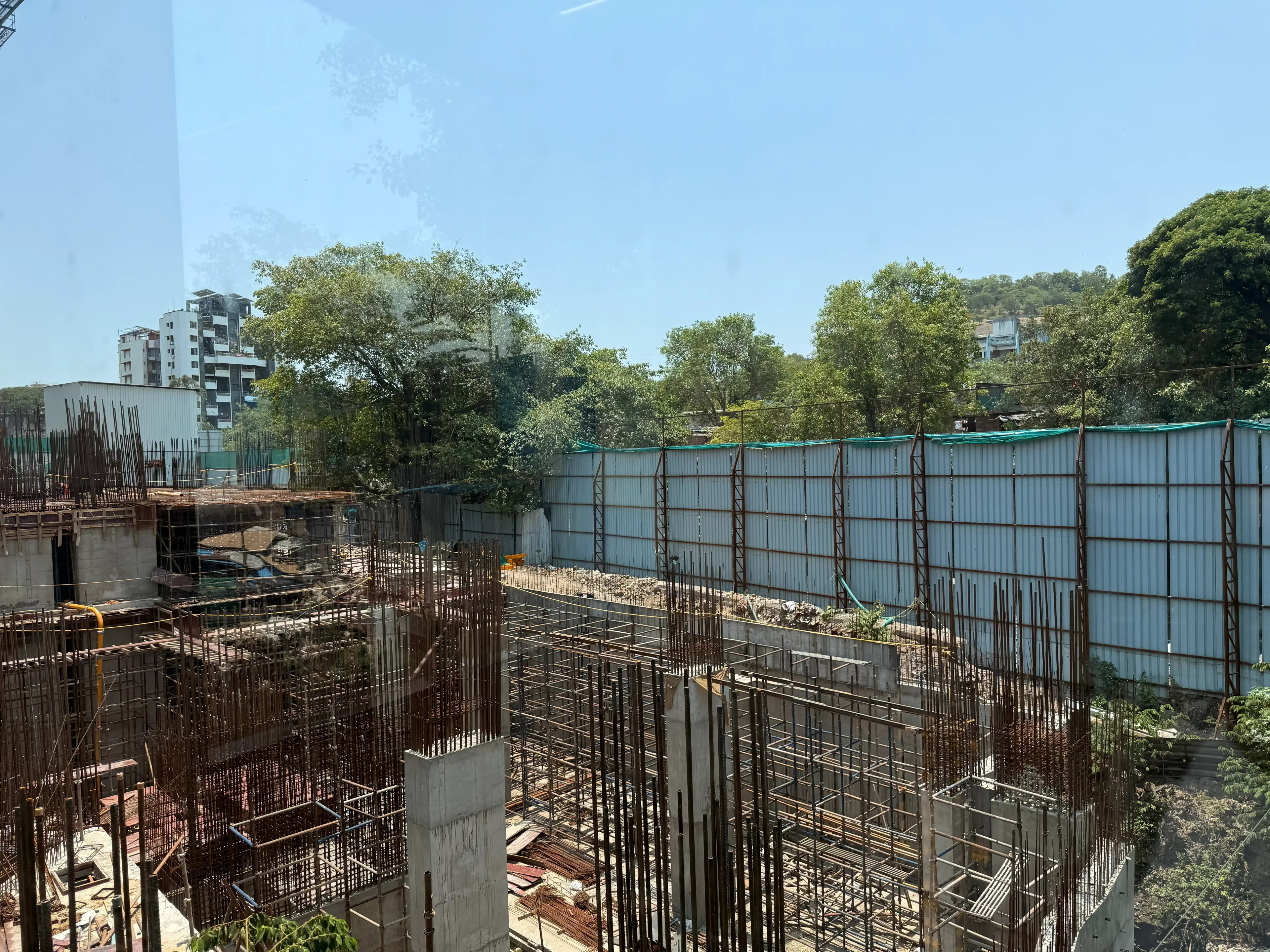 Central Vista foundation and retaining wall under construction