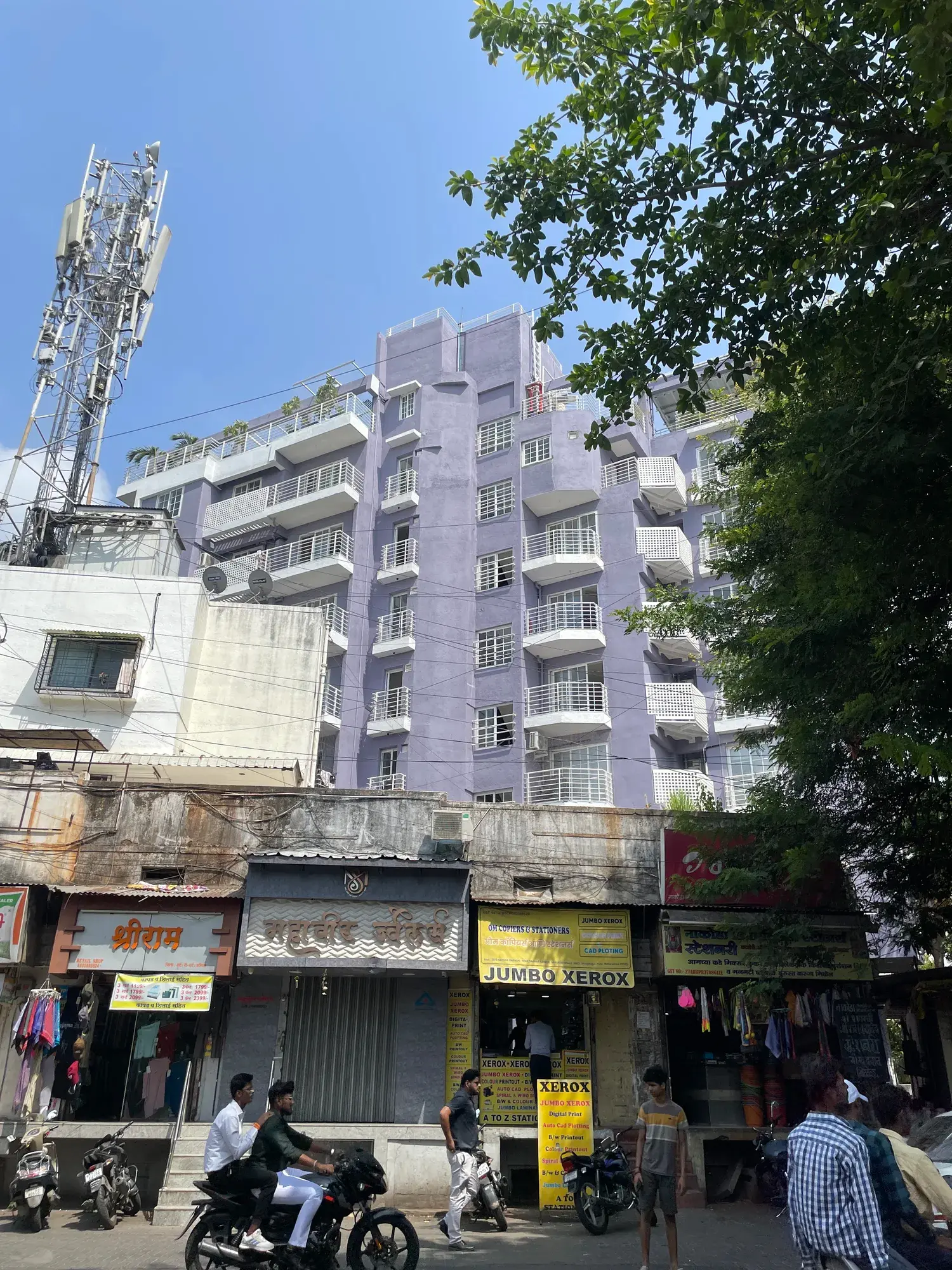 The Shivatman building nearing completion, seen from the street